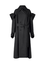 A product shot of the ISSEY MIYAKE LEFT UNDONE coat in black (15).