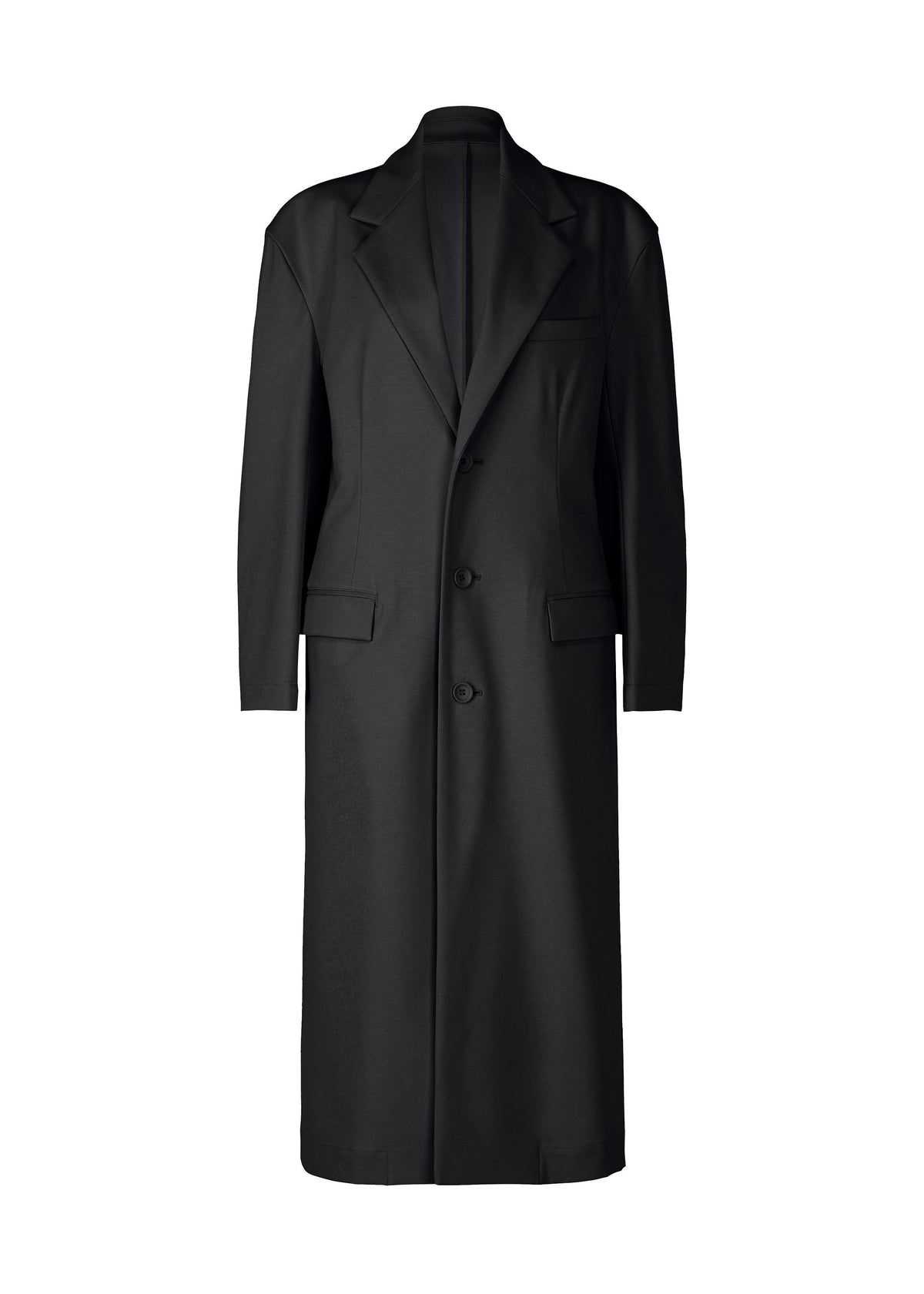 A product shot of the ISSEY MIYAKE SIMPLE ENSEMBLE jacket in black.