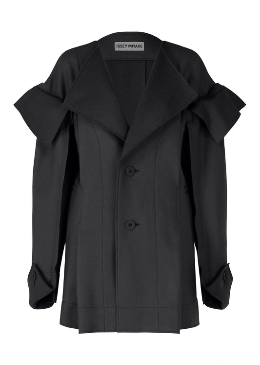 A product shot of the ISSEY MIYAKE LEFT UNDONE jacket in black (15).