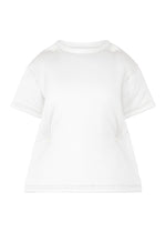 A product shot of the ISSEY MIYAKE PUMPED T top in white (01).