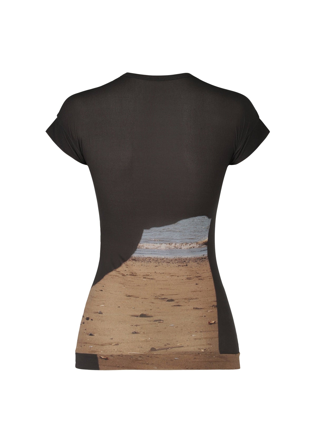 A detail shot of the ISSEY MIYAKE LIKE SKIN (AT SHORE) top.