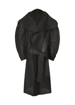 A product shot of the ISSEY MIYAKE PANINI coat in black (15).