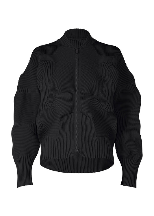 A product shot of the ISSEY MIYAKE KONE KONE jacket in black (15).