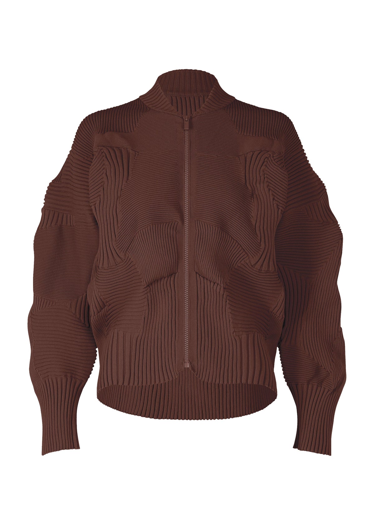 A product shot of the ISSEY MIYAKE KONE KONE jacket in dark brown (45).