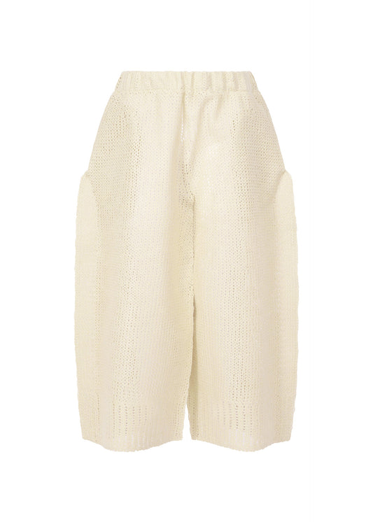 A product shot of the ISSEY MIYAKE PANINI trousers in white (01).