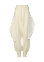 A product shot of the ISSEY MIYAKE SLEEVES COLLECTION trousers in off-white (02).