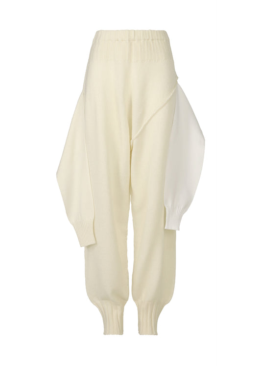 A product shot of the ISSEY MIYAKE SLEEVES COLLECTION trousers in off-white (02).