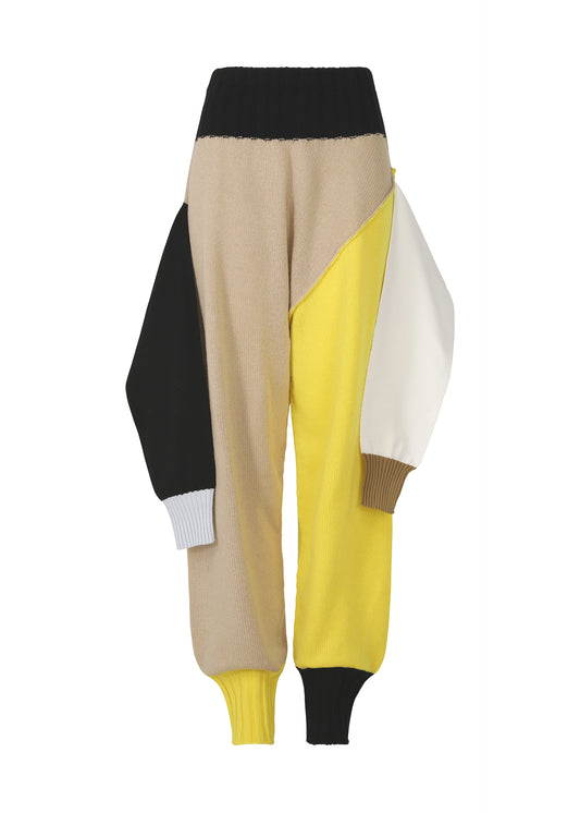 A product shot of the ISSEY MIYAKE SLEEVES COLLECTION trousers in beige-hued (46).