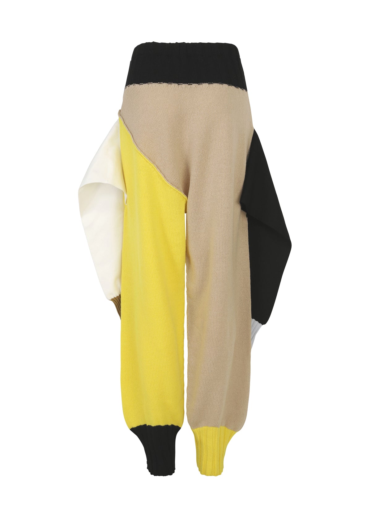 A detail shot of the ISSEY MIYAKE SLEEVES COLLECTION trousers.