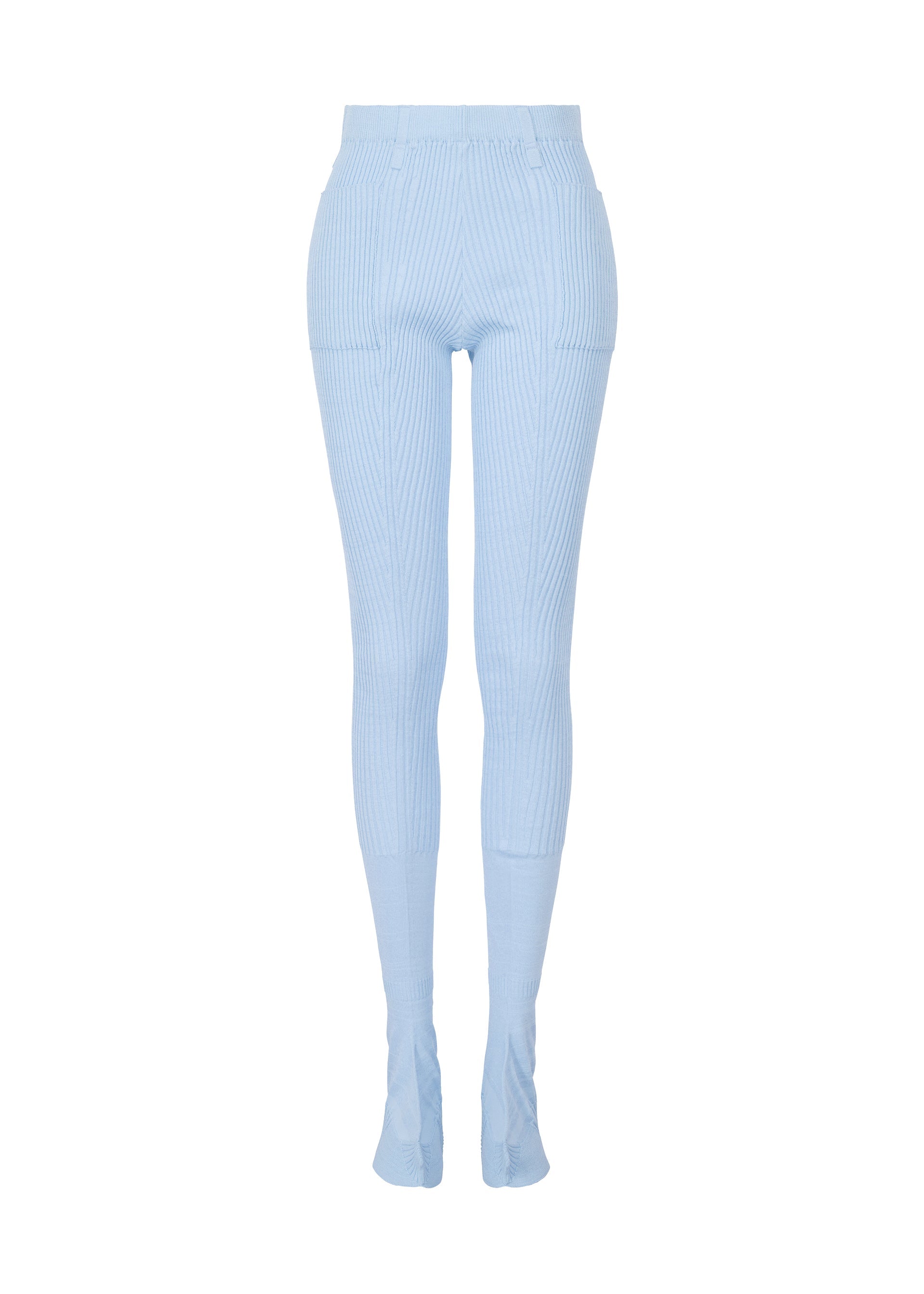 A product shot of the ISSEY MIYAKE ODD PANTS trousers in light blue (71).