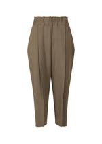 A product shot of the ISSEY MIYAKE CAMPAGNE trousers in khaki (65).
