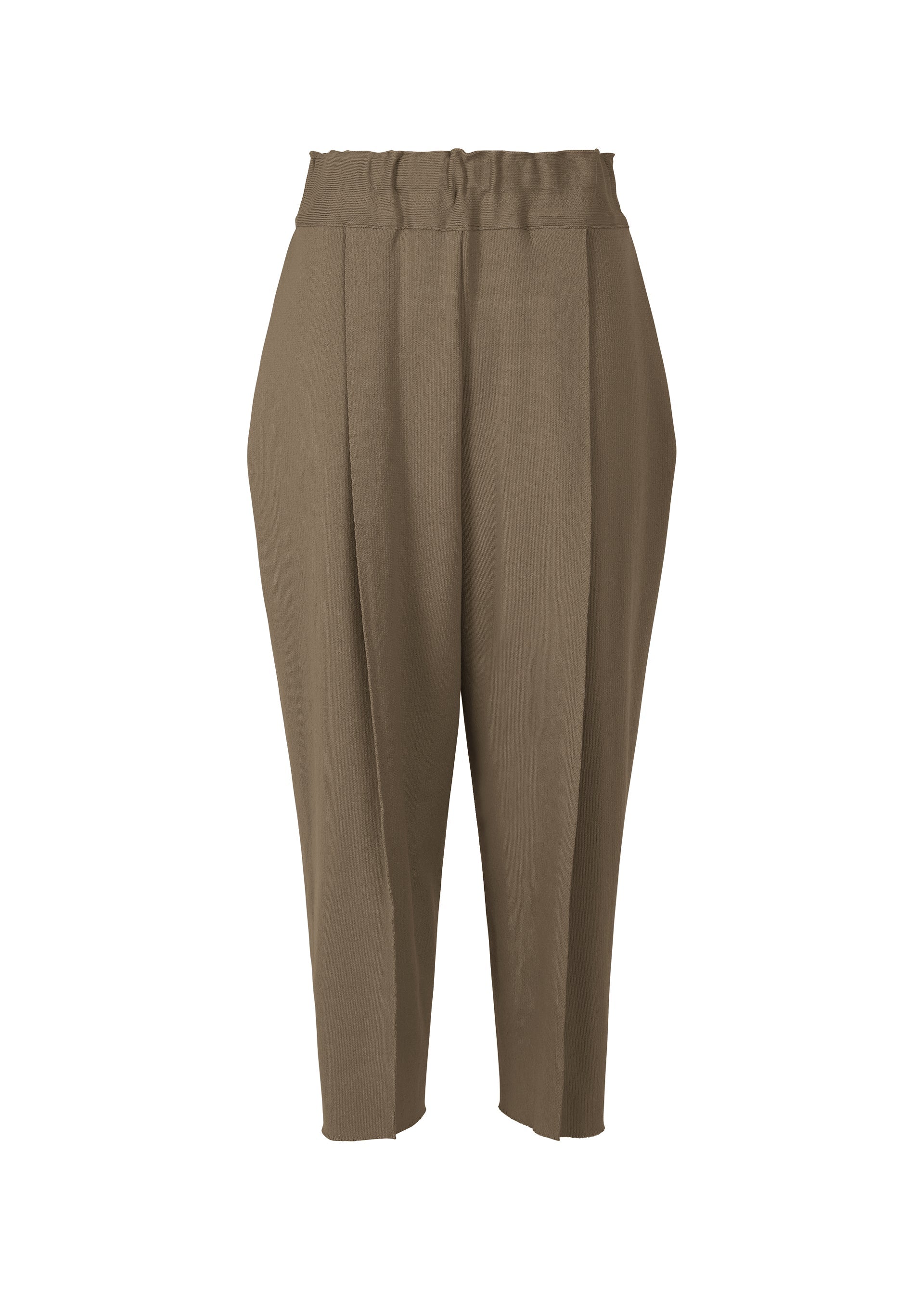 A product shot of the ISSEY MIYAKE CAMPAGNE trousers in khaki (65).