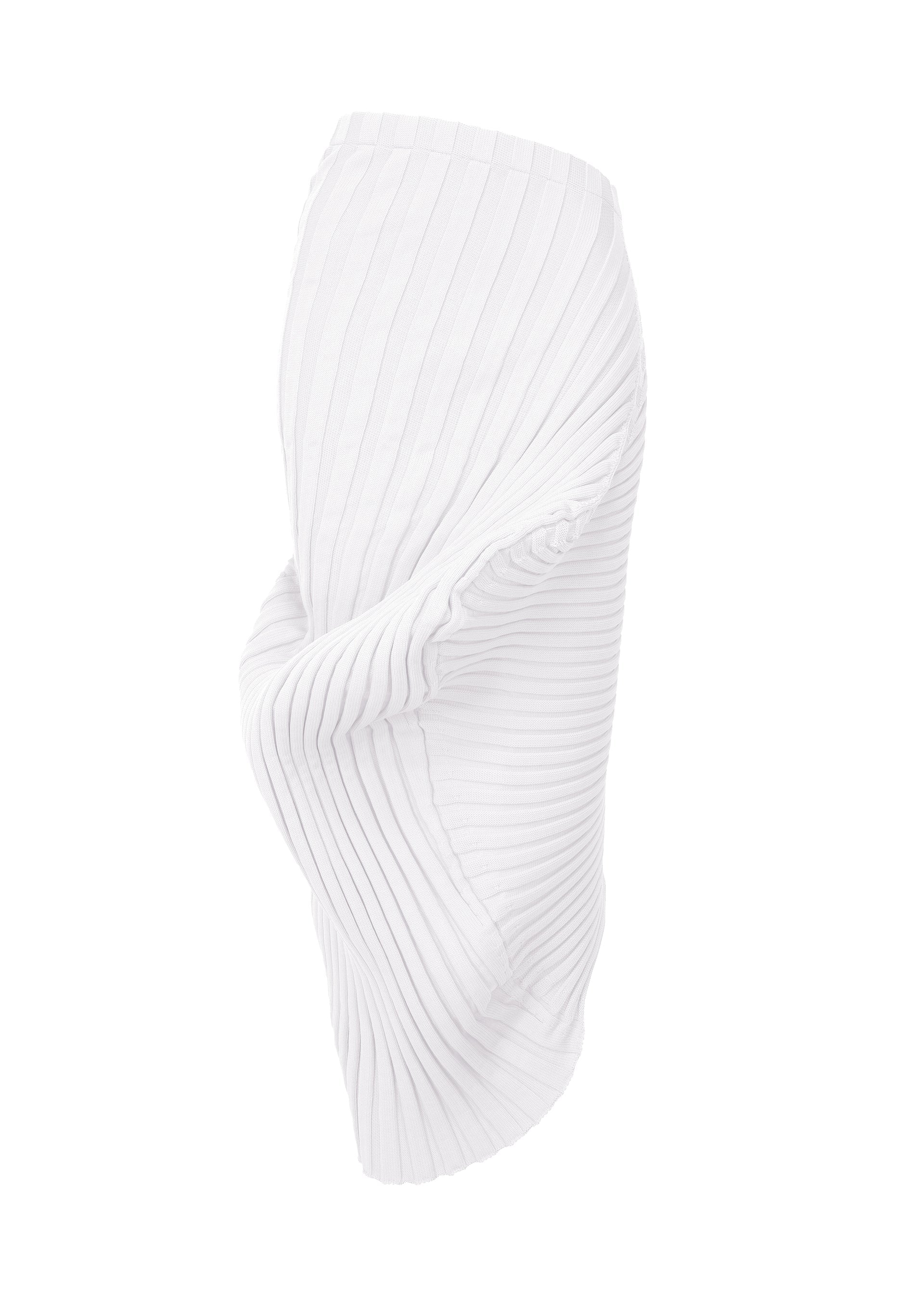 A product shot of the ISSEY MIYAKE KNIT (AS IT IS) skirt in white.