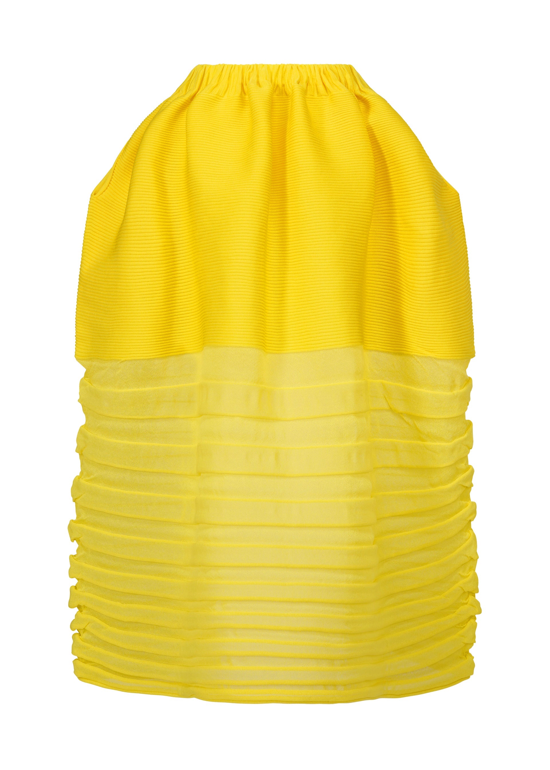 A detail shot of the ISSEY MIYAKE MOVING KNIT clothing.