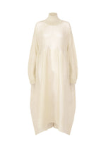 A product shot of the ISSEY MIYAKE PANINI dress in white (01).