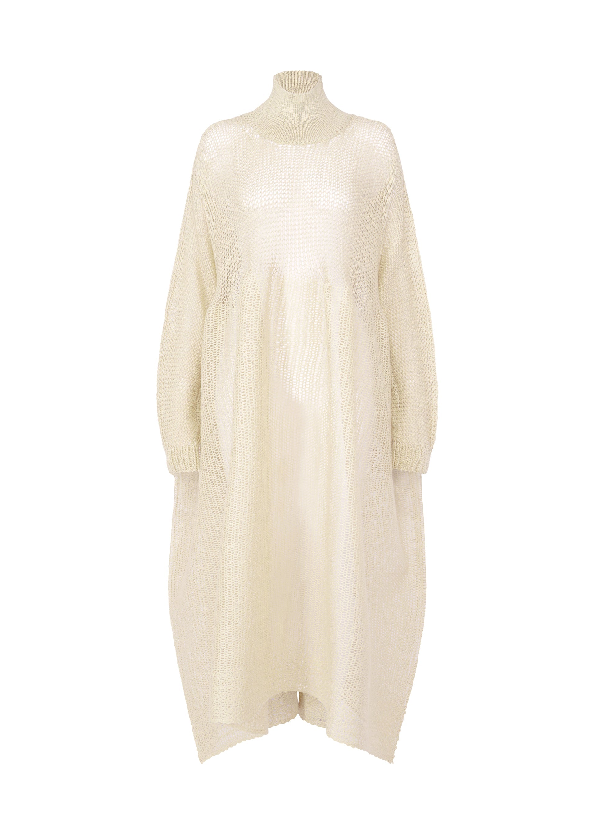 A product shot of the ISSEY MIYAKE PANINI dress in white (01).