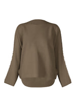 A product shot of the ISSEY MIYAKE CAMPAGNE top in khaki (65).