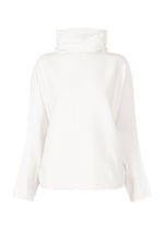 A product shot of the ISSEY MIYAKE CAMPAGNE top in white (01).