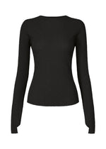 A product shot of the ISSEY MIYAKE BODY KNIT top in black (15).