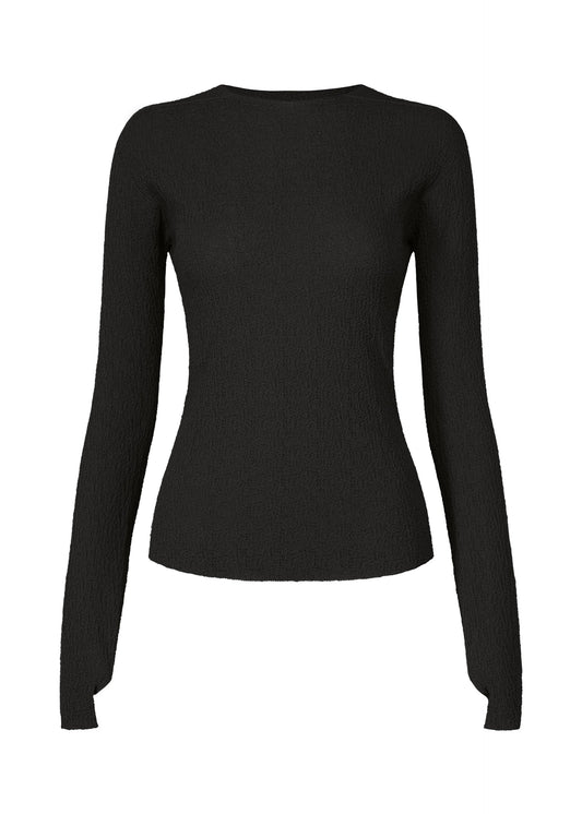 A product shot of the ISSEY MIYAKE BODY KNIT top in black (15).