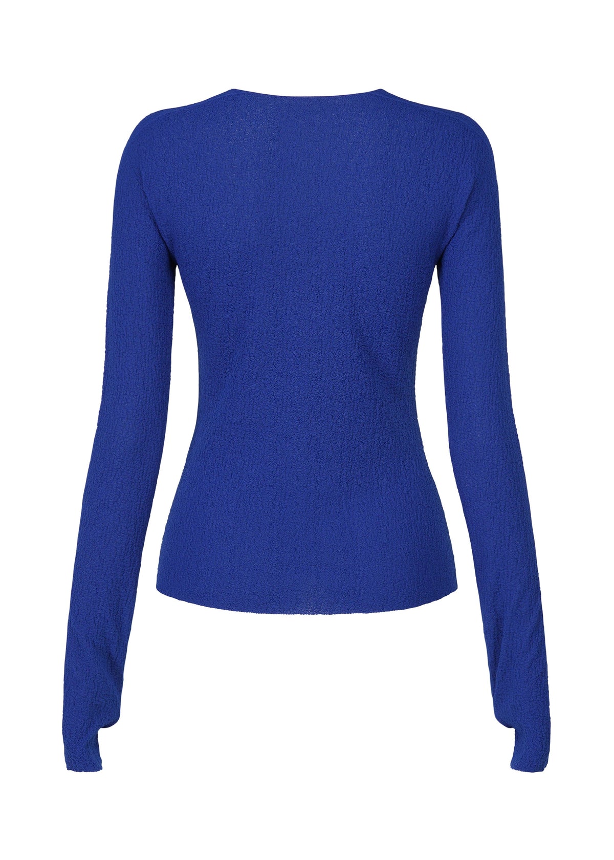 A detail shot of the ISSEY MIYAKE BODY KNIT top.