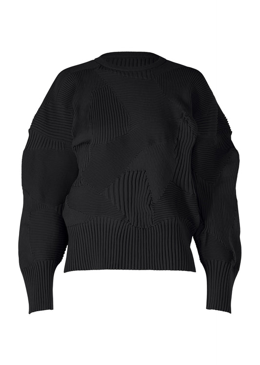 A product shot of the ISSEY MIYAKE KONE KONE top in black (15).