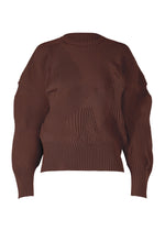 A product shot of the ISSEY MIYAKE KONE KONE top in dark brown (45).