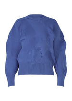 A product shot of the ISSEY MIYAKE KONE KONE top in blue (72).