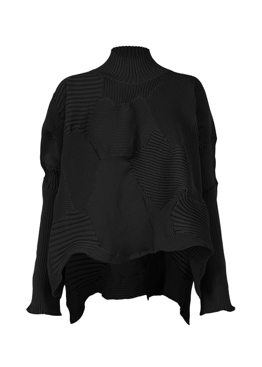 A product shot of the ISSEY MIYAKE KONE KONE top in black (15).