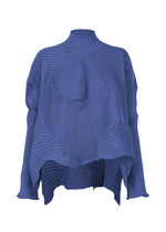 A product shot of the ISSEY MIYAKE KONE KONE top in blue (72).