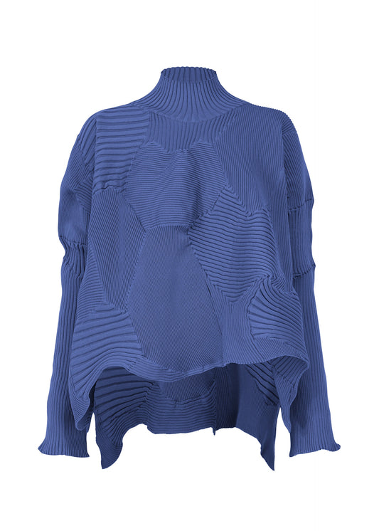 A product shot of the ISSEY MIYAKE KONE KONE top in blue (72).
