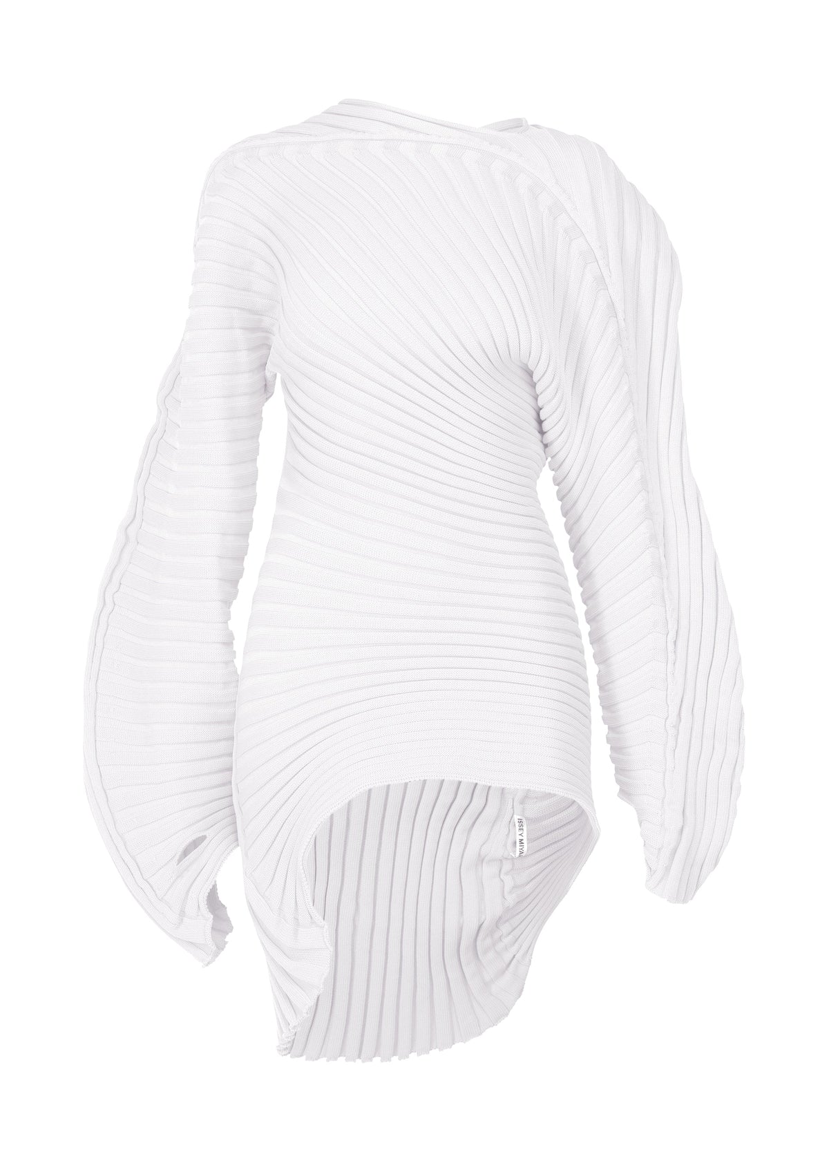 A product shot of the ISSEY MIYAKE KNIT (AS IT IS) top in white.