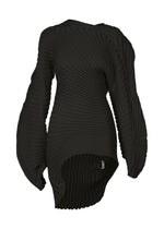 A product shot of the ISSEY MIYAKE KNIT (AS IT IS) top in black.