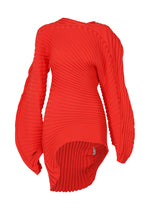 A product shot of the ISSEY MIYAKE KNIT (AS IT IS) top in red.
