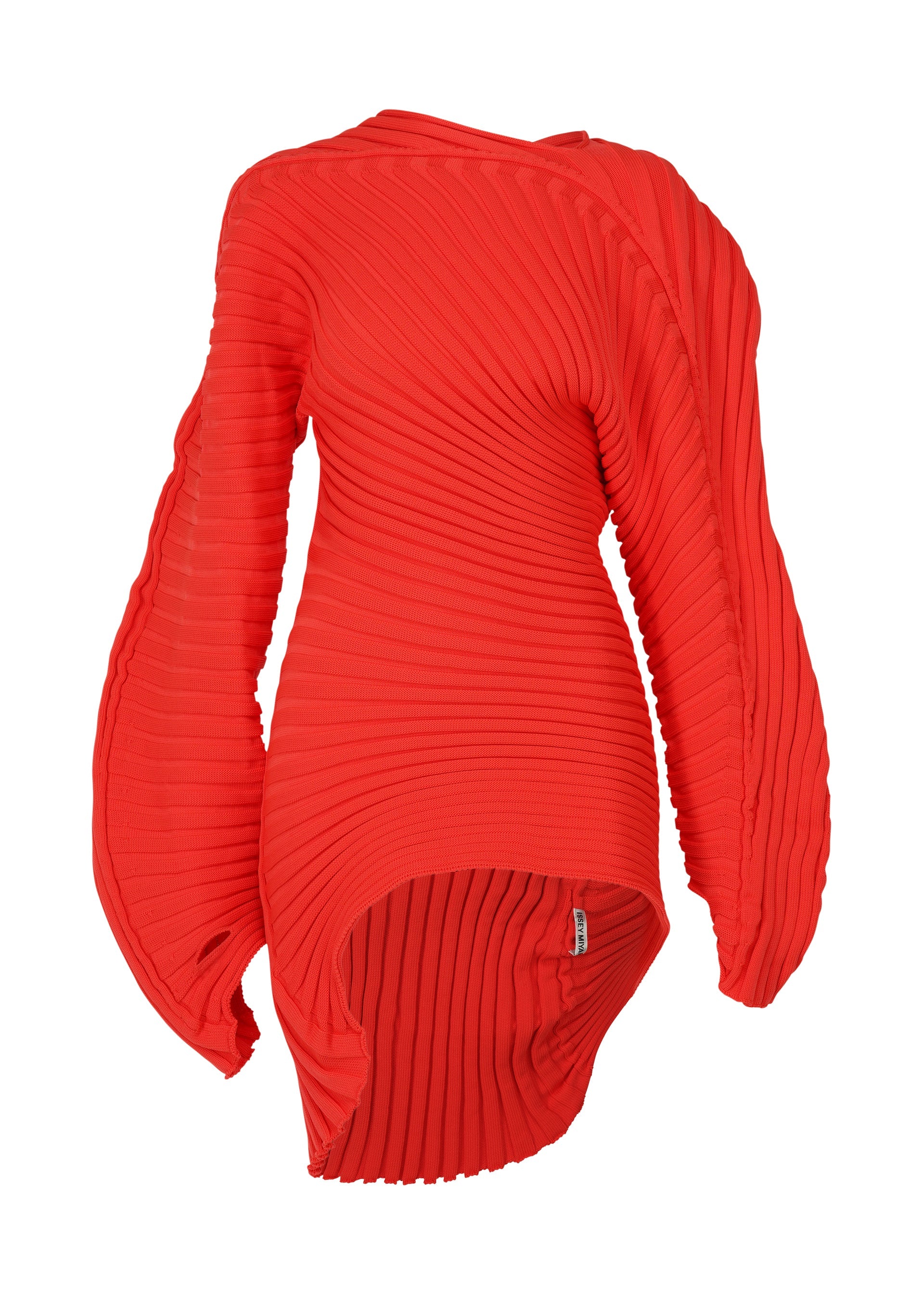A product shot of the ISSEY MIYAKE KNIT (AS IT IS) top in red.