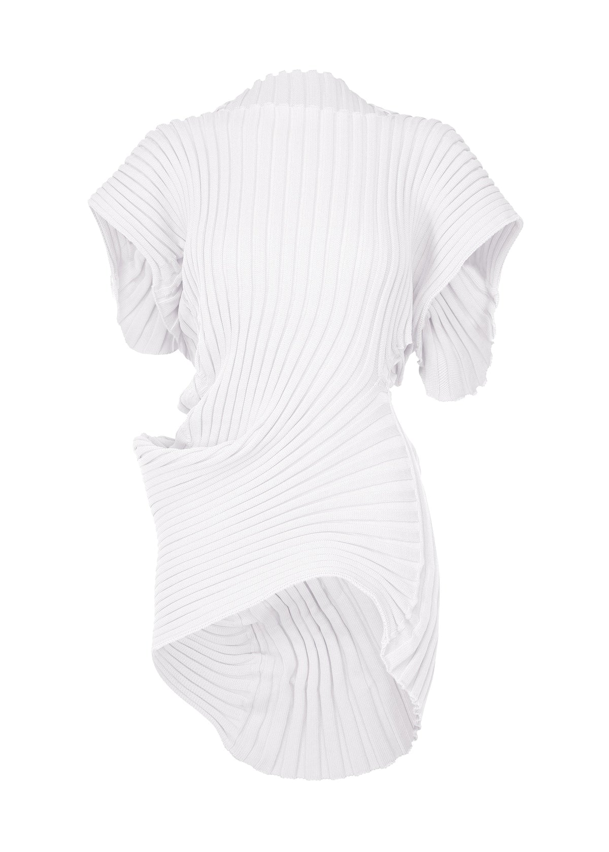 A product shot of the ISSEY MIYAKE KNIT (AS IT IS) top in white.