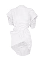A product shot of the ISSEY MIYAKE KNIT (AS IT IS) top in white.