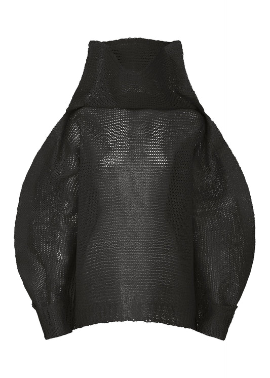 A product shot of the ISSEY MIYAKE PANINI top in black (15).