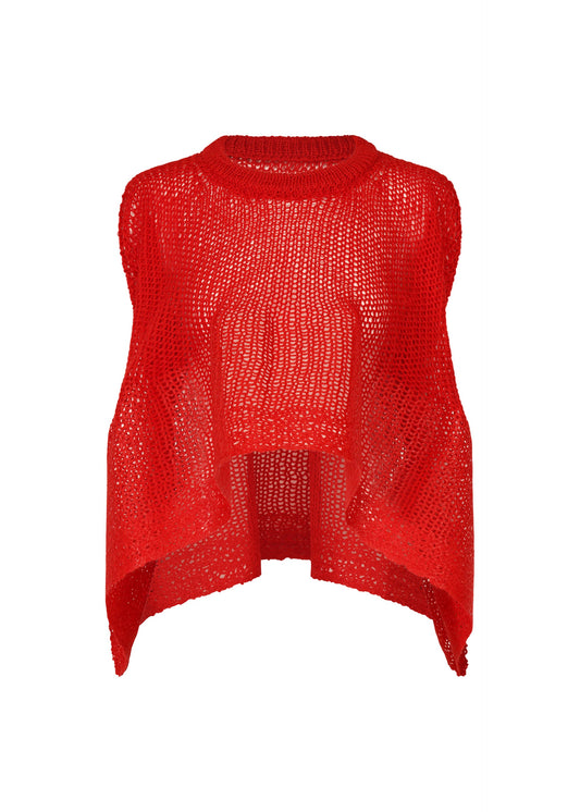 A product shot of the ISSEY MIYAKE PANINI top in red (24).