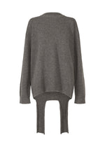 A product shot of the ISSEY MIYAKE BACKPACK KNIT top in charcoal (14).