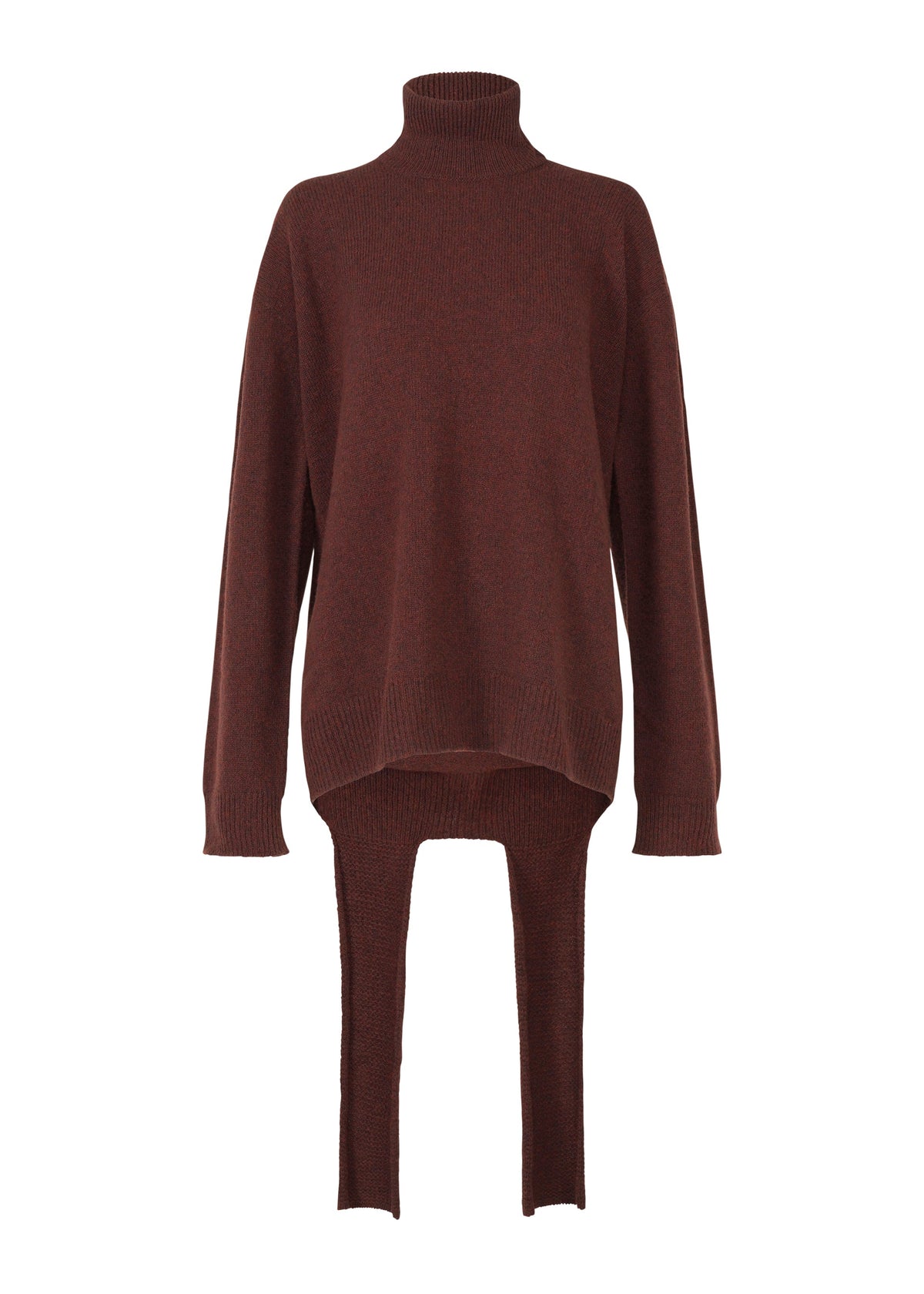 A product shot of the ISSEY MIYAKE BACKPACK KNIT top in dark brown (45).