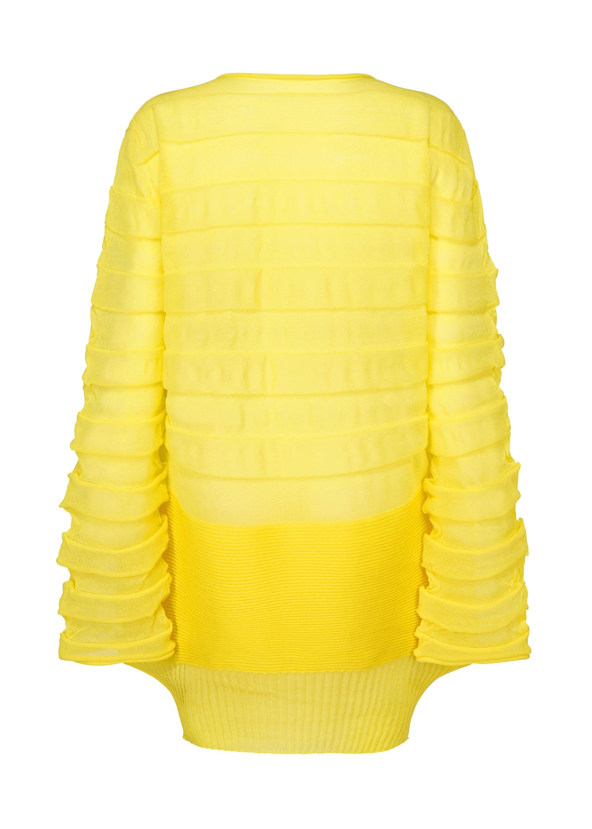 A detail shot of the ISSEY MIYAKE MOVING KNIT clothing.