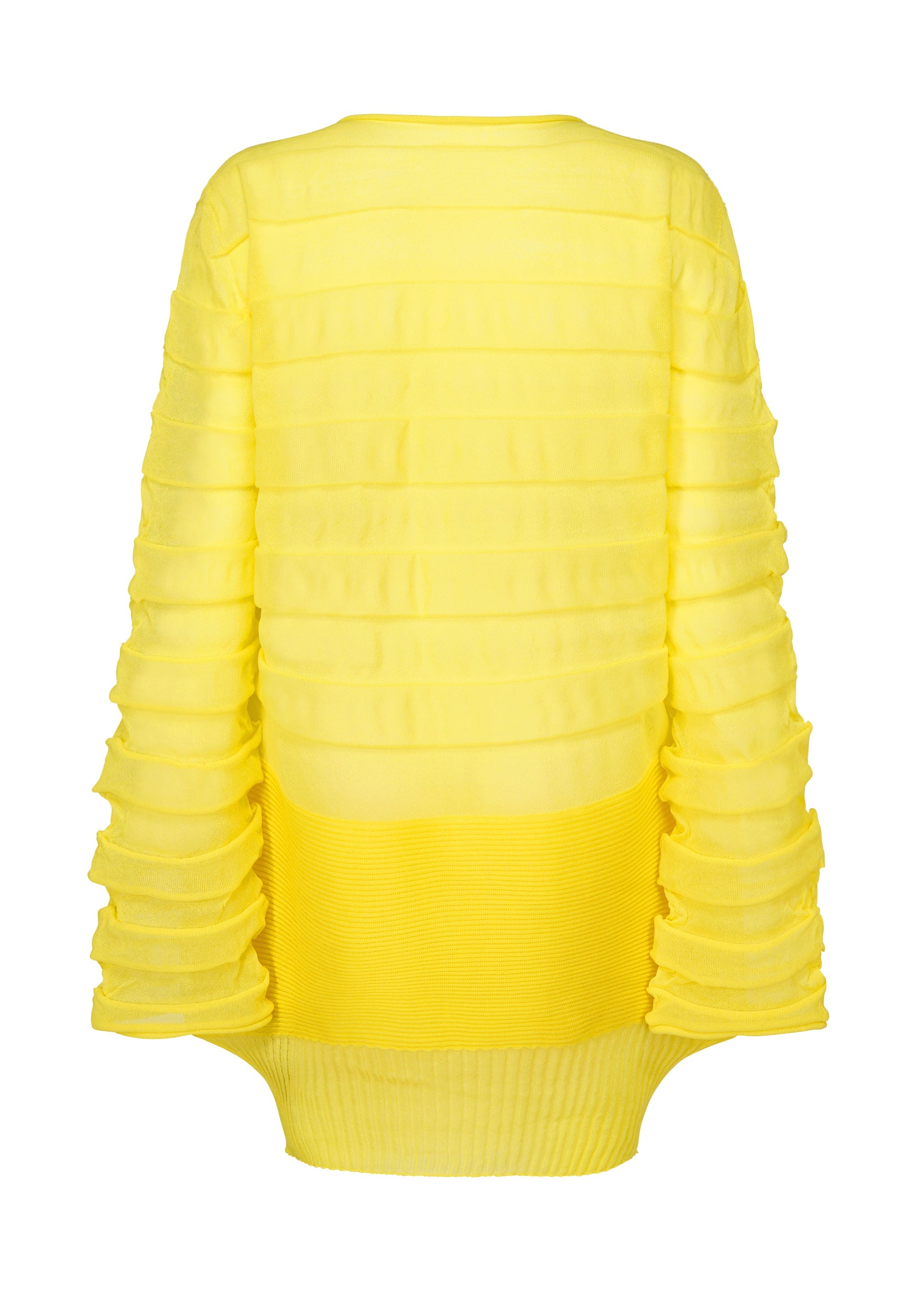 A detail shot of the ISSEY MIYAKE MOVING KNIT clothing.