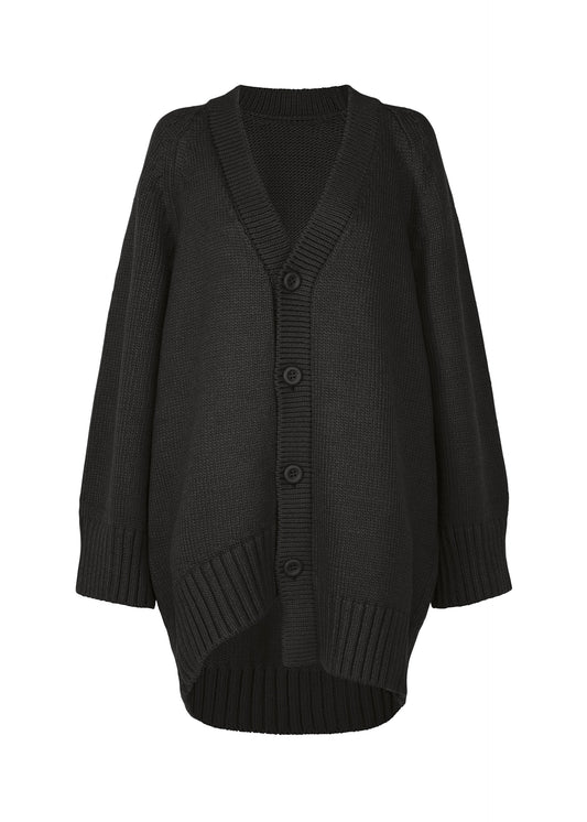 A product shot of the ISSEY MIYAKE BREEZE KNIT cardigan in black (15).