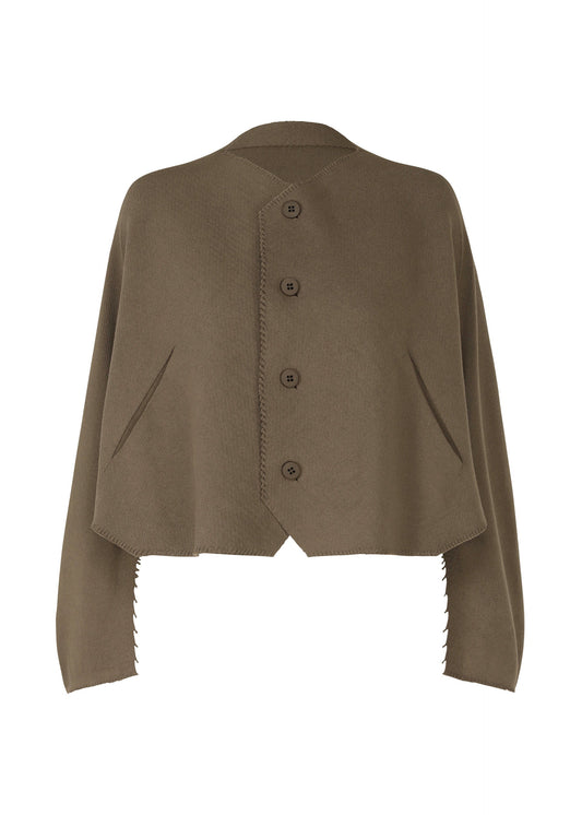 A product shot of the ISSEY MIYAKE CAMPAGNE cardigan in khaki (65).