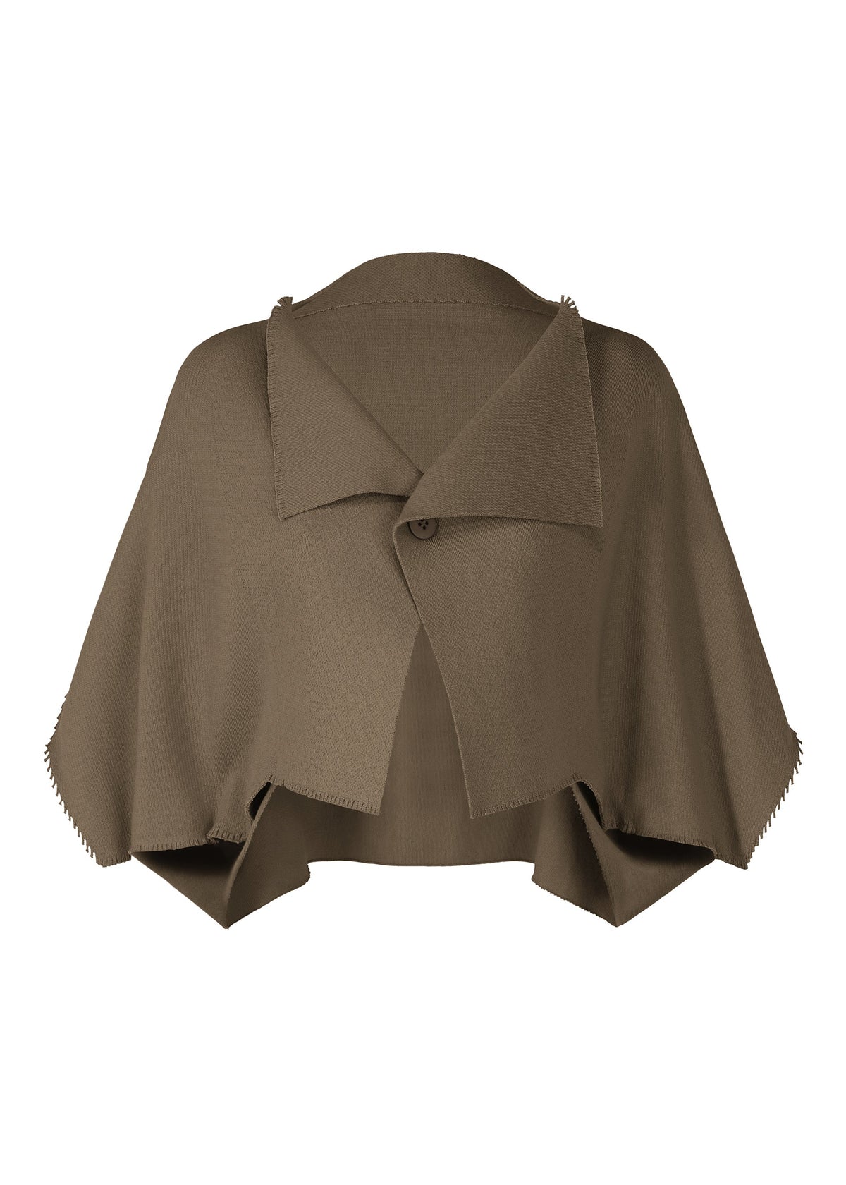 A product shot of the ISSEY MIYAKE CAMPAGNE cardigan in khaki (65).
