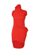A product shot of the ISSEY MIYAKE KNIT (AS IT IS) tunic in red.