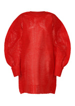 A product shot of the ISSEY MIYAKE PANINI tunic in red (24).