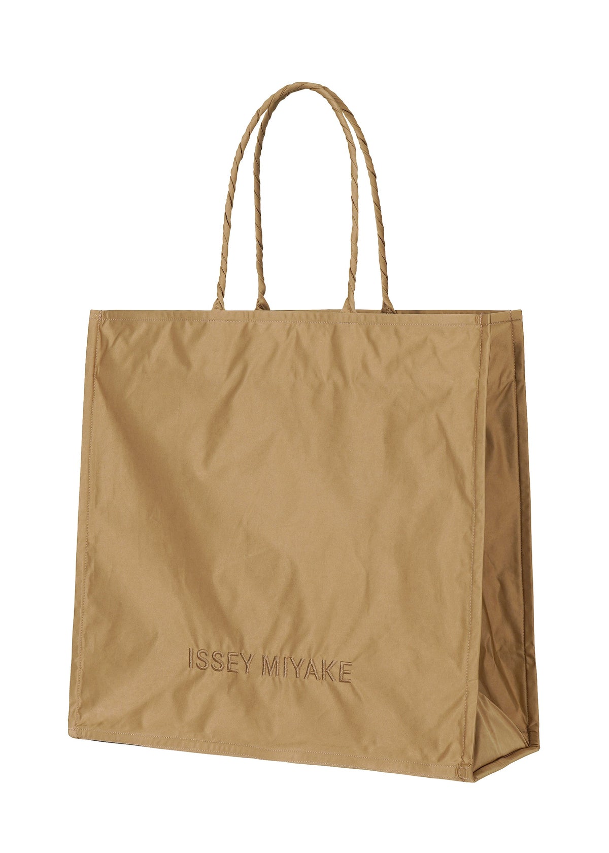 A product shot of the ISSEY MIYAKE CRUMPLABLE bag in light brown (43).