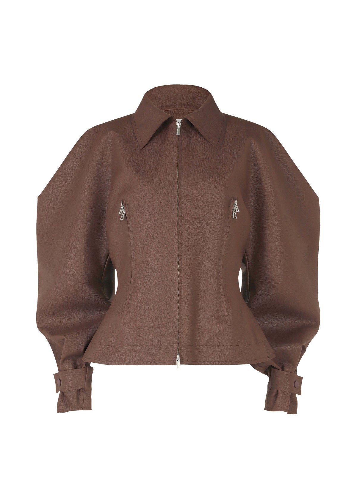 A product shot of the ISSEY MIYAKE PRONOUNCED BODY clothing in dark brown (45).